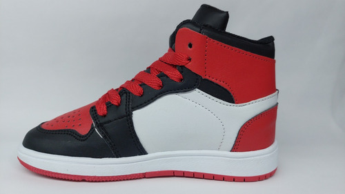 Imagen 4 de 8 de Tenis Para Niño Bota Negro/blanco/rojo M.s. Hoes +original +