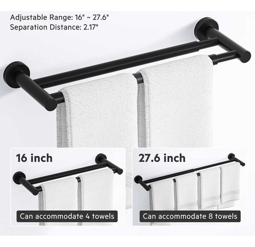 Imagen 2 de 3 de Accesorios De Baño Acero Inoxidable Satinado Y Negro Mate