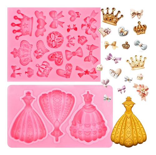 Vestido De Princesa 3d Moldes De Fondant, Corona De Princesa