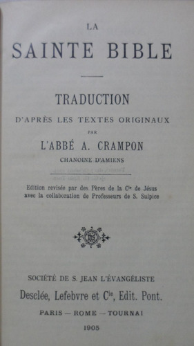 La Sainte Bible 1905 En Frances