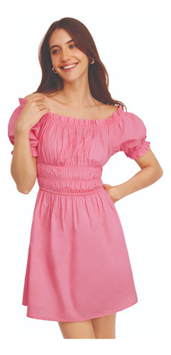 Vestido Casual Dama Rosa Off Shoulder 350-79