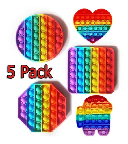 5pcs Rainbow Push Pop It Juguete Sensorial, Entre Noso Juego