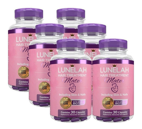 Imagem 1 de 3 de 6x Lunelah Mater - Tratamento Para 30 Dias 150% De Biotina