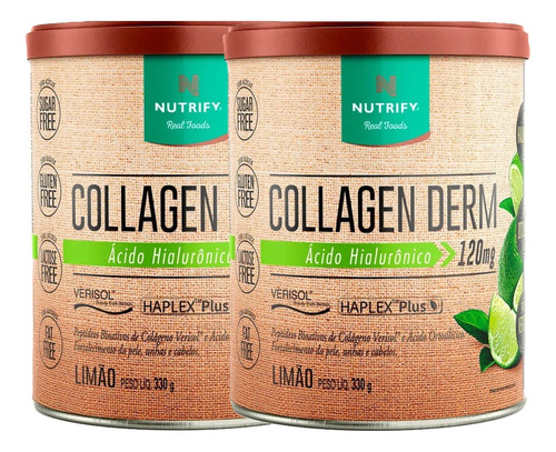 2x Collagen Derm Sabor Limão - Nutrify 330g