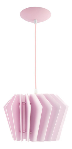 Luminaria Pendente Diamond Madeira Soquete E27 Mesa Sala Cor Rosa-claro