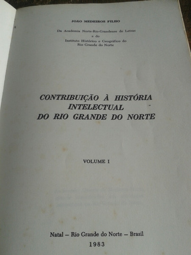 Historia Intelectual Do Rio Grande Do Norte , Contribuição À (Usado)