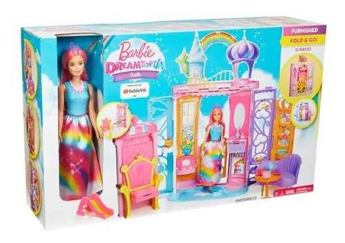 Set Castillo De Barbie Reino Arcoiris Casa Muñeca Arco Iris