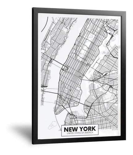 Cuadro Minimalista - Mapa New York - 20x30 Cm 