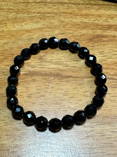 Pulsera Azabache Negro Facetado 8mm Protección Amuleto Negro 6 Cm 19 Cm