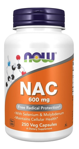Now Nac N-acetyl Cysteine 600mg X 250caps