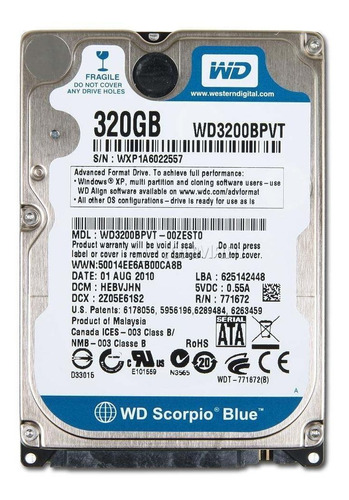 Disco Rigido Wester Digital Scorpion Blue 320gb Notebook