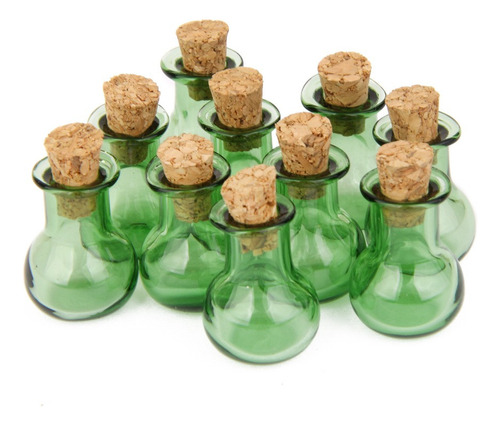 10pcs Botella De Corcho De Vidrio Mini Frascos De Base Plana