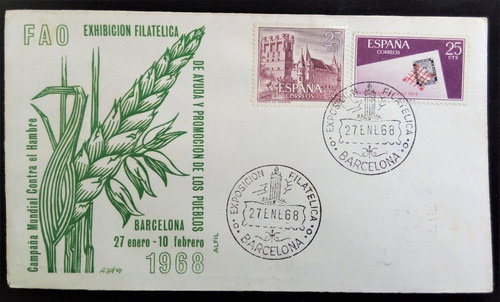 España, Sobre Exhibición Filatélica Barcelona 1968 L15322