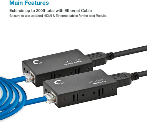 Extensor Hdmi Sobre Cable Ethernet Cat5e Cat6 Cat7 H...