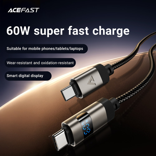 Cable Usb C Acefast C1503 60w Led Zinc Envío Incl.