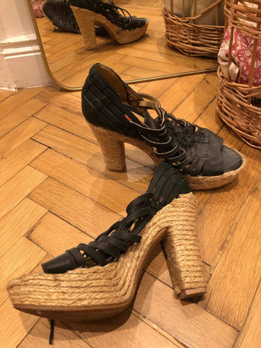 Sandalias Zapatos Abotinados, Taco Alto Talle 39