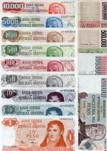 Argentina Lote Serie Completa Billetes Serie Pesos Ley 18188