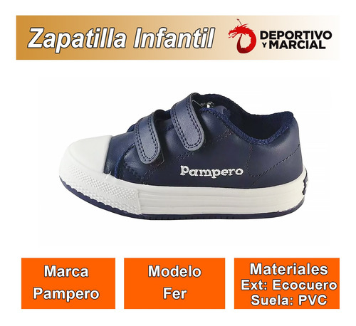 Imagen 2 de 8 de Zapatillas Pampero Niños Niñas Abrojo Ecocuero Colegial En3x