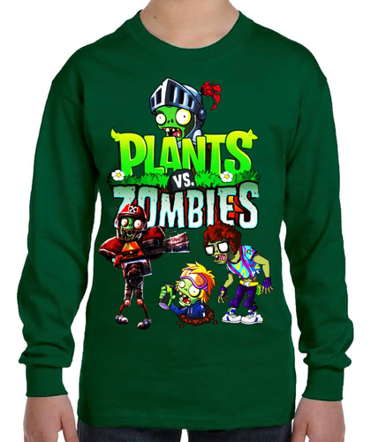 Remera Camiseta Manga Larga Plantas Vs Zombies 