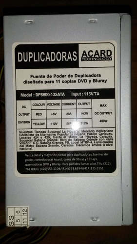 Imagen 5 de 5 de Fuente De Poder Duplicadora Acard 450 W