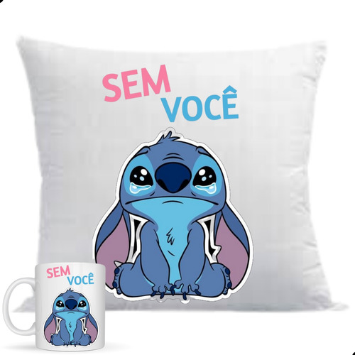 Kit Caneca E Almofada 40x40 Personalizada Lilo Stitch Promo