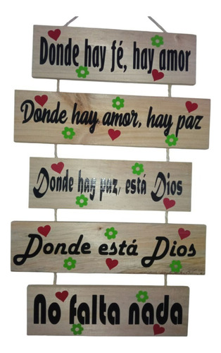 Letrero Madera Frase Personalizada Donde Hay Fe Hay Amor