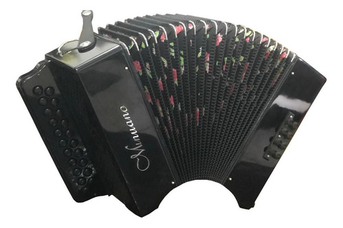 Acordeon 8 Baixos 8/21 All Black Floral Percaline Minuano