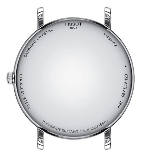 Reloj Tissot Everytime Gent T1434101604100 Para Hombre De Cuero Negro Color del bisel Plateado Color del fondo Azul