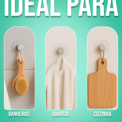 5 Gancho Adesivo Parede Cabide Multiuso Transparente Pendura