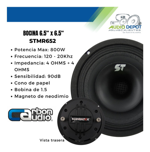 Medio Rango 6.5 PuLG 800w Max Scandaltek Stmr652 1pz