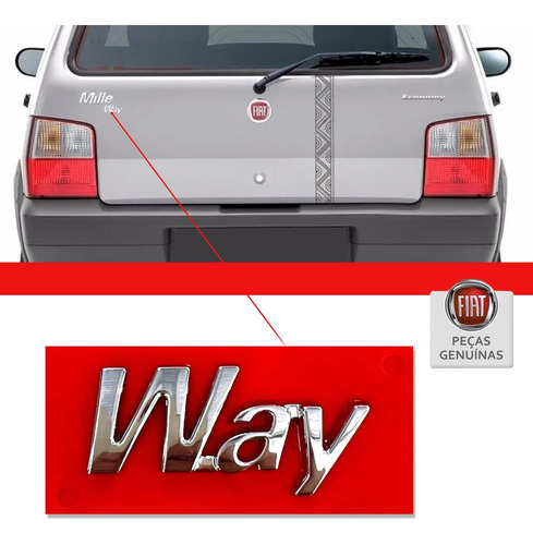 Siglas Cromadas Letras Way Traseira Fiat Uno Mille 2012