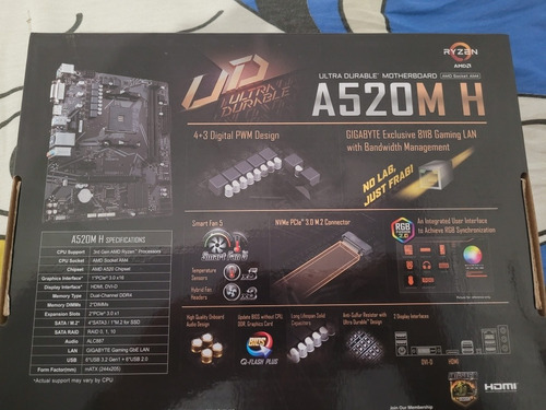 Placa-mãe Gigabyte A520m H Usb3 Ddr4 PCI-e Hdmi Soc Am4 Black