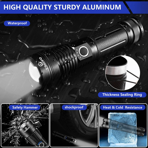 Linterna Led Recargable 20000 Lúmenes, Impermeable Y Táctica