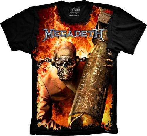 Camiseta Frete Grátis Plus Size Banda Megadeth Colorida