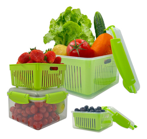 3 Recipientes De Almacenamiento De Frutas Para Refrigerador