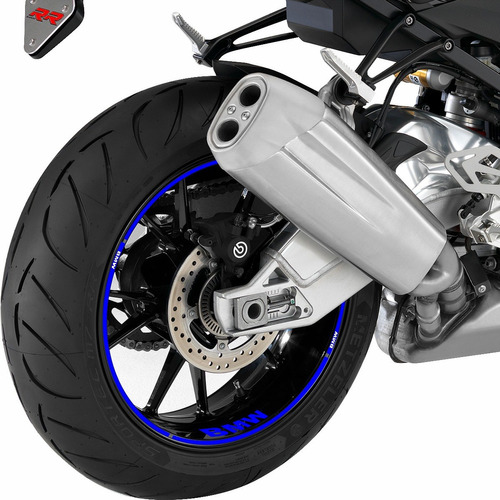 Adesivo Friso Refletivo Para Roda Moto Bmw R 1200 Gs Adv Azu