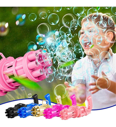 Ametralladora automática de burbujas de jabón, color rosa