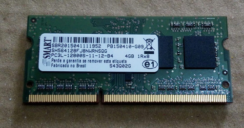 Memoria Para Notebook Ddr 3 Smart 4gb 1rx8 Pc3l 128000s (Usado)