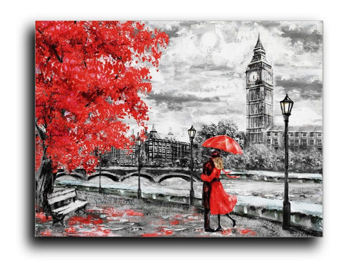 Cuadro Canvas Londres Efectos Pareja Arbol 100*130