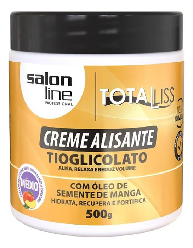 Creme Alisante Óleo Semente De Manga Médio Salon Line 500g