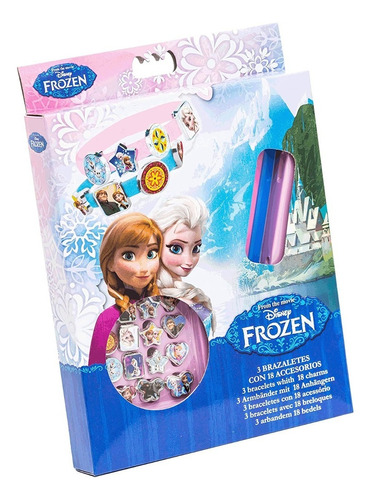 Disney Frozen 3 Pulseiras Com 18 Charms Play Set Frozen