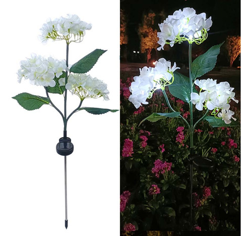 Luces De Flores Solares Led De Hortensias De 3 Cabezales Imp