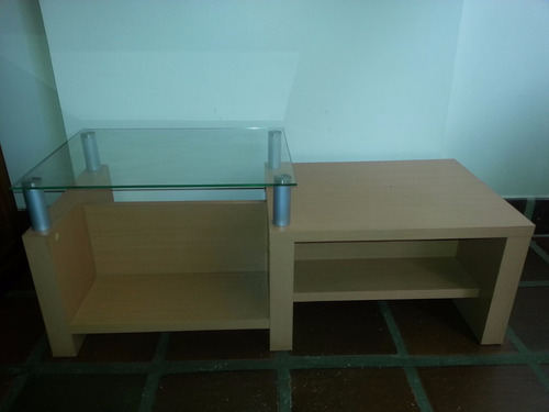 Mesa De Centro Estilo Bima Madera-vidrio