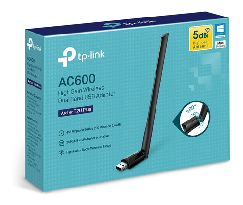 Adaptador Wifi Rompemuros Usb Pc Y Laptop Tp-link T2u Ac600