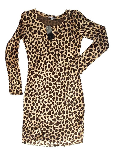 Tinly Road Bata Vestido Manga Larga Animal Print Mujer Xs