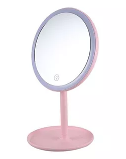 Espejo De Maquillaje Luces Led Táctil Con Base Y Carga Usb Color Del Marco Rosa