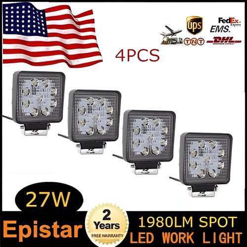 4 X Plaza 27w Led Trabajo Offroad Spot Luz Carro Atv 4wd 12v