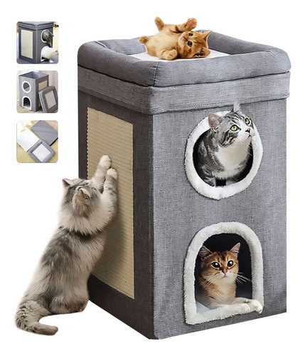 Casa Cama Cueva Plegable Para Gatos Con Rascador Cojín Suave