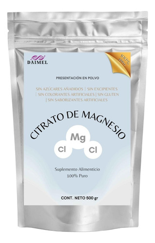 Citrato De Magnesio En Polvo 500 Gr Grado Alimenticio Sabor Natural