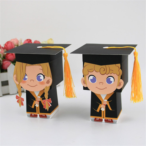 50 Uds. Cajas De Regalo Con Gorro De Graduación, Cajas ,